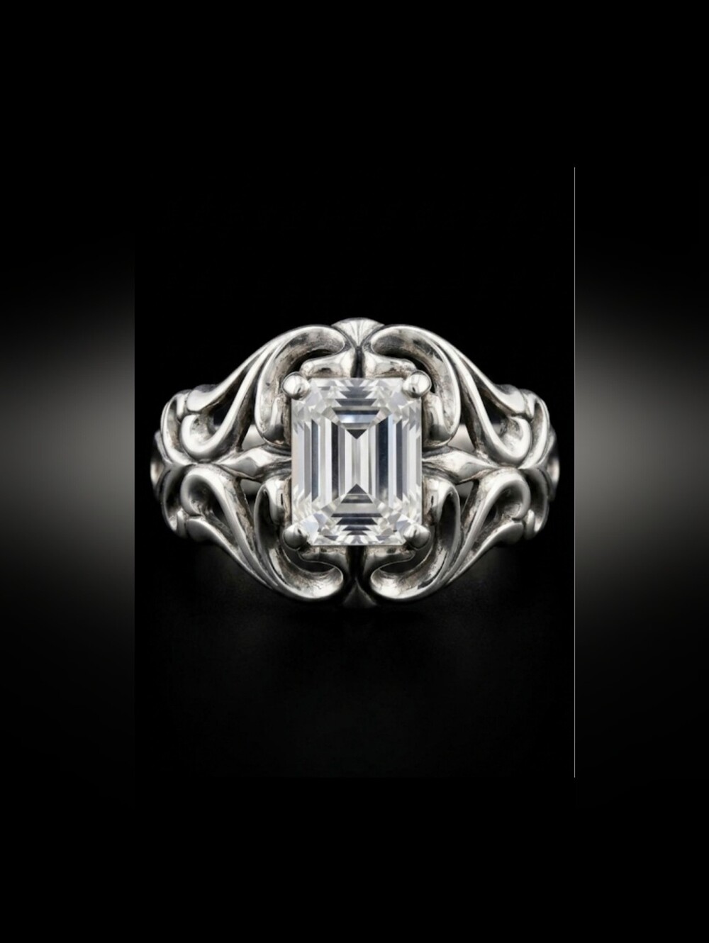 Vintage Kabana 925 Silver Filigree Ring~Clear Stone Size 6